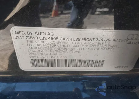 2013 Audi A4 2.0T Premium from USA, damaged, VIN WAUFFAFL8DN018199